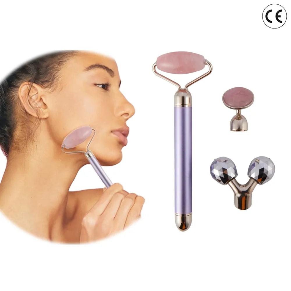 GlowLift: 3-in-1 Vibrating Jade Roller & Facial Massager